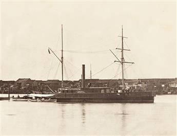 (EARLY CHINESE PHOTOGRAPHY) A group of five Canton photographs of ships on the Pearl River.